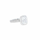 3ct Cushion Diamond Engagement Ring Solitaire 14k White Gold Over Cluster Accent