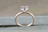 1ct Round Peach Morganite Lotus Flower Petal Solitaire Ring 14k Rose Gold Finish