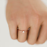 Hexagon Shape Stackable Engagement Ring 0.3ct Round Diamond 14k Rose Gold Finish