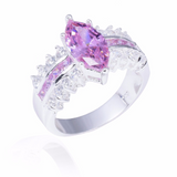 3ct Marquise Cut Pink Sapphire Engagement Ring 14k White Gold Finish Cocktail