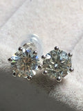 1.5ct Round Cut Moissanite 4 Prong Solitaire Stud Earrings 14k White Gold Plated