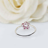 1ct Round Cut Pink Ruby Engagement Ring Floral Minimalist 14k White Gold Finish