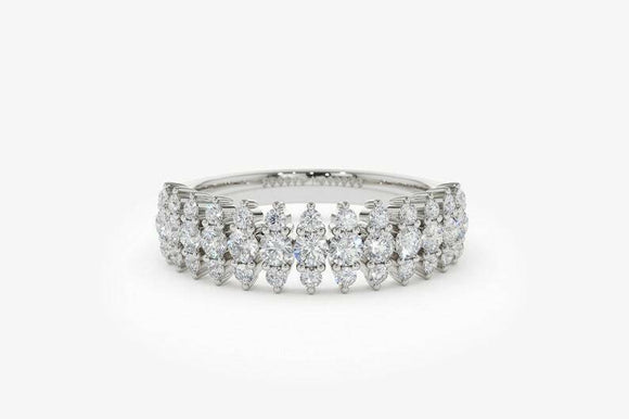 2.5ct Wedding Ring Band Round Cut Diamond Cluster Art Deco 14k White Gold Finish