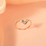 0.5ct Engagement Ring Round Cut Diamond Curved Minimalist 14k Rose Gold Finish