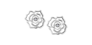 0.02ct Round Cut Moissanite Flower Stud Earrings For Women 14k White Gold Plated