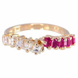 0.5ct Asscher Cut Pink Ruby Wedding Band Ring Stackable 14k Yellow Gold Over