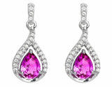 1ct Pear Cut Pink Sapphire Teardrop Dangle Earrings Women 14k White Gold Finish