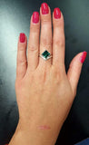 1ct Engagement Ring Princess Green Emerald Solitaire Curved 14k White Gold Over