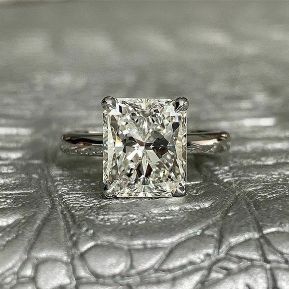 1Ct Radiant Cut Diamond Classic Solitaire Engagement Ring 14K White Gold Finish