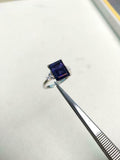 2ct Emerald Cut Sapphire Petite Round Accents Solitaire Ring 14k White Gold Over