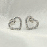 1.5ct Round Cut Diamond Hollow Heart Shape Stud Earrings 14k White Gold Finish