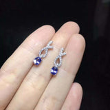 1ct Drop Earrings Oval Cut Blue Tanzanite Stylish Design 14k White Gold Finish