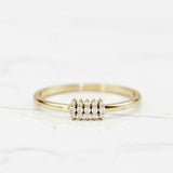 Minimalist Cluster Engagement Ring 1ct Round Cut Diamond 14k Yellow Gold Finish