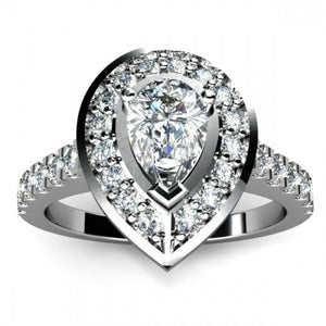 2.5ct Pear Cut VVS1 Diamond Tear Drop Cool Engagement Ring 14k White Gold Finish