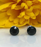 1ct Round Cut Black Diamond Solitaire Stud Women Earrings 14k White Gold Finish