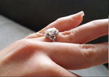 1.5Ct Oval Cut Diamond Leaf Design Accent Engagement Ring 18K White Gold Finish