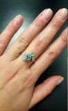 1.6ct Engagement Ring Oval Cut Aquamarine Leaf Solitaire 14k White Gold Finish