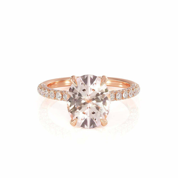 1.6ct Oval Cut Peach Morganite Diamond Accent Engagement Ring 14k Rose Gold Over