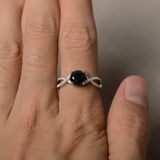 1.4ct Round Black Diamond Engagement Ring 14k White Gold Finish Infinity Promise