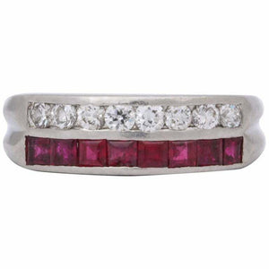 2ct Princess Pink Ruby Wedding Band Dual Row Half Eternity 14k White Gold Finish