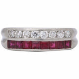 2ct Princess Pink Ruby Wedding Band Dual Row Half Eternity 14k White Gold Finish