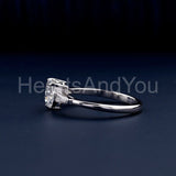 1ct Heart Cut Simulated Diamond Three Stone Engagement Ring 14k WhiteGold Plated