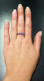 1.35ct Wedding Ring Band Round Cut Blue Sapphire Stackable 14k White Gold Finish