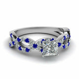 1.4ct Princess Cut Diamond Sapphire Infinity Engagement Ring 14k White Gold Over