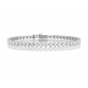 6ct Round Cut Diamond Bezel Set Slim Women Tennis Bracelet 14k White Gold Finish