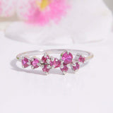 1.5ct Round Cut Pink Ruby Engagement Ring Promise Cluster 14k White Gold Finish