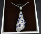 4ct Blue Tanzanite Pendant Pear Cut Cocktail Ice 14k White Gold Finish NO CHAIN