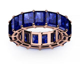 7ct Wedding Ring Band Radiant Cut Blue Sapphire Full Eternity 14k Rose Gold Over