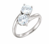 2ct Round Cut Diamond Engagement Ring Two Stone Solitaire 14k White Gold Finish