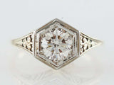 1.2ct Round Cut Diamond Engagement Ring Filigree Vintage 14k White Gold Finish