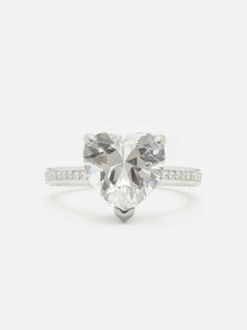 1.5ct Engagement Ring Heart Diamond Solitaire with Accent 14k White Gold Finish