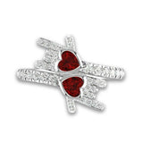 3Ct Heart Cut Red Garnet Diamond Stylish Stackable Ring 14K White Gold Finish