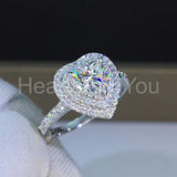 2ct Heart Cut Simulated Diamond Dual Halo Engagement Ring 14k White Gold Plated