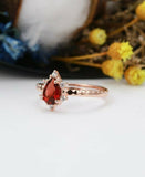 0.6ct Pear Cut Red Garnet Engagement Ring 14k Rose Gold Finish Fancy Solitaire