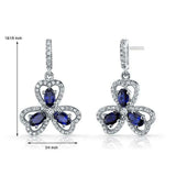 4Ct Oval Cut Blue Sapphire Diamond Clover Leaf Drop Earrings 14K White Gold Over