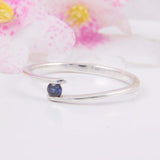 0.2ct Round Cut Blue Sapphire Tension Set Solitaire Ring 14k White Gold Finish