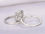 5Ct Cushion Cut VVS1/D Diamond Bridal Set Halo Ring Band 14K White Gold Finish