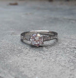 1.5ct Engagement Ring Round Diamond Accent with Solitaire 14k White Gold Finish