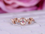 1ct Round Cut Peach Morganite Engagement Ring 14k Rose Gold Over Milgrain Unique