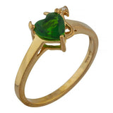 1ct Engagement Ring Heart Cut Green Emerald Devil Solitaire 14k Yellow Gold Over