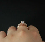 Pear Accents Trilogy Engagement Ring 2.1ct Oval Cut Diamond 14k Rose Gold Finish