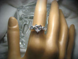 Pear Accents Trilogy Engagement Ring 2ct Heart Cut Diamond 14k White Gold Finish