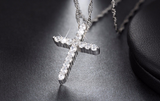 3ct Round Cut VVS1D Diamond Pendant Cross Shape 14k White Gold Finish NO CHAIN