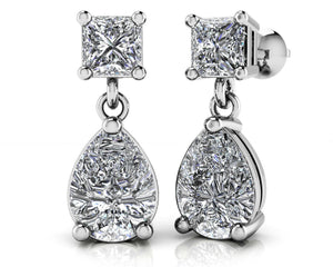 1ct Pear Cut VVS1 D Diamond Tear Drop Stud Earrings Women 14k White Gold Finish