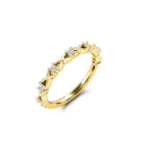 Stackable Petite Infinity Wedding Band 0.15ct Round Diamond 14k YellowGold Over