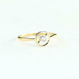 Open Circle Solitaire Minimalist Ring 0.2ct Round Diamond 14k Yellow Gold Finish